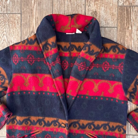 Cabin Creek Aztec Print Fleece‎ Blazer Small Shawl Collar Button Front Vtg Soft - Picture 3 of 6